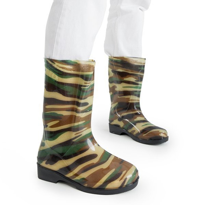 Zielone damskie kalosze we wzór moro Kampena - Obuwie