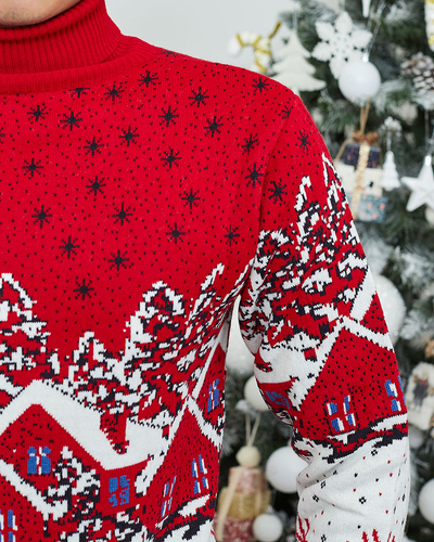 Мужской свитер с водолазкой Royalfashion Red Christmas