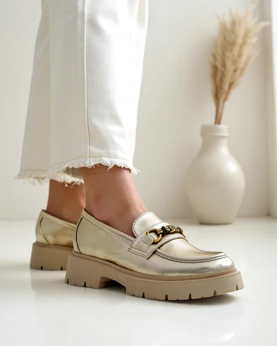 Royalfashion Moteriški mokasinai auksu padengti Goldlove
