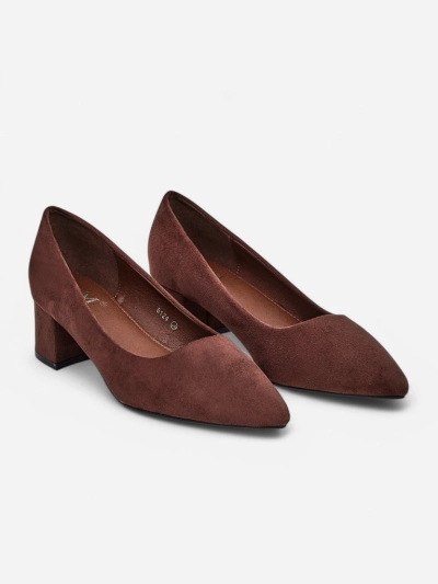 Aurelia Classico – Brown Suede Block Heel Pumps 4.5 cm