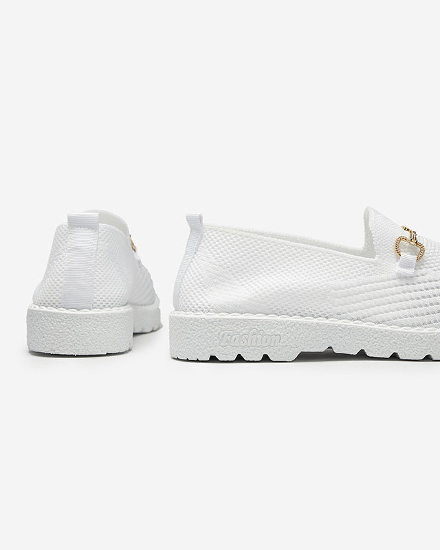 Balti moteriški sportbačiai su aukso puošmena Enelida - Avalynė