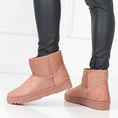 Темно-розовые женские сапоги со стразами Rudis