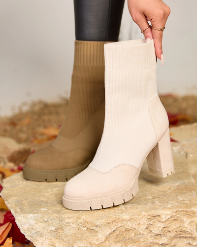 "Royalfashion Cream" moteriški aukštakulniai "Flexi Booties"