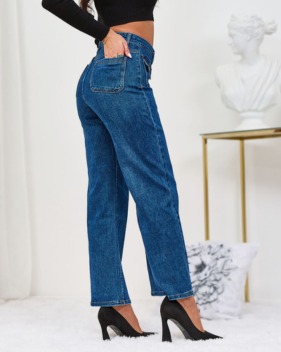 Royalfashion Синие джинсовые широкие женские брюки