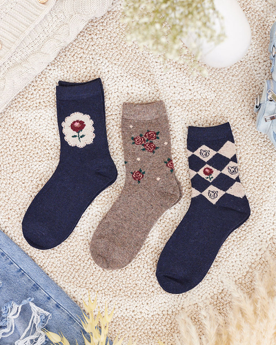 "Royalfashion" Moteriškų kojinių su piešiniu rinkinys 3 vnt.