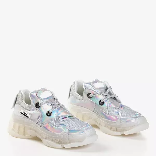 OUTLET Серебристые женские кроссовки с голографическим покрытием Haohan - Обувь