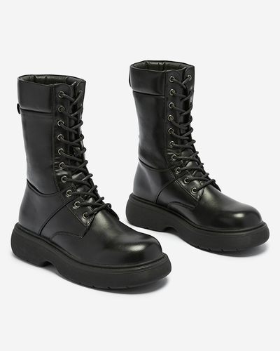 Черные женские сапоги на шнуровке Ferisis - Обувь