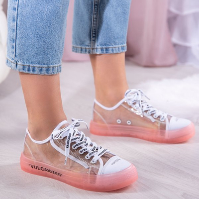 Biało-różowe trampki z transparentną cholewką Pepina - Obuwie