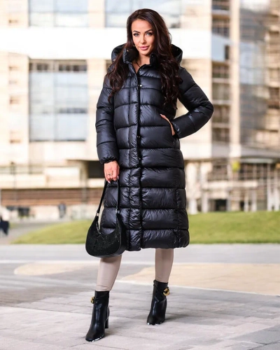 Royalfashion Juoda moteriška žieminė striukė