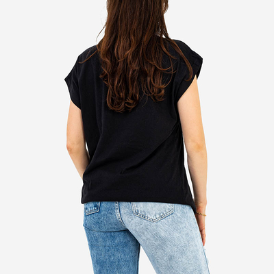 Черная женская футболка с принтом золотой мыши - Одежда