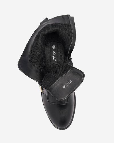 Женские сапоги с золотыми застежками и черным тиснением Letta-Footwear