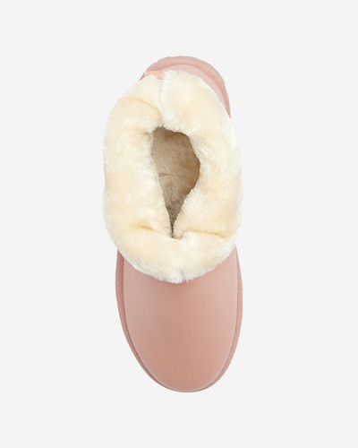 Rožinės spalvos moteriški apšiltinti eko odos sniego batai Defasca- Avalynė