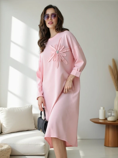 Royalfashion moterų midi suknelė audinys per didelis su gėle
