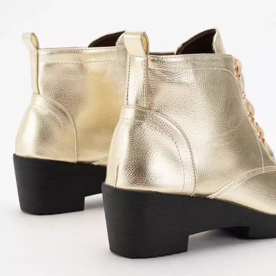 Женские ботильоны OUTLET Gold на шнуровке на плоской подошве Tivera - Обувь