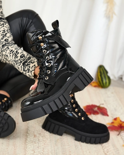 Royalfashion Женские лакированные черные сапоги Wefetto