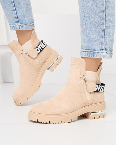 Moteriški smėlio spalvos izoliuoti ekologiški zomšiniai batai Lottci - Avalynė