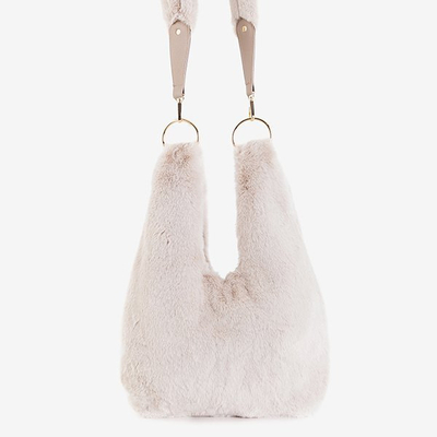 Женская бежевая меховая сумочка - Сумочки