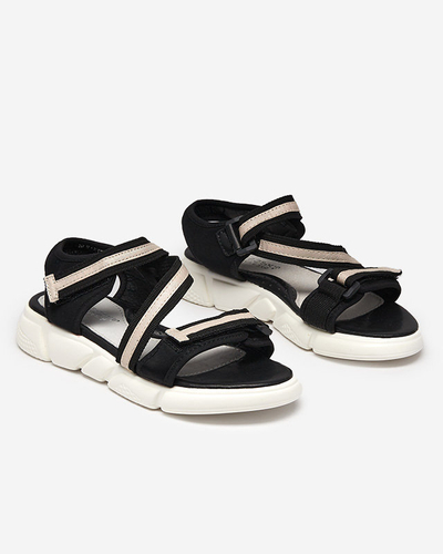 Juodos ir smėlio spalvos vaikiškos basutės užsegamos Velcro Modis - Shoes
