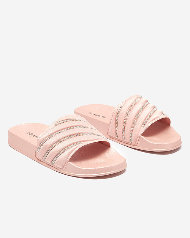 OUTLET Нежно-розовые женские тапочки с фианитами Mytaris - Обувь