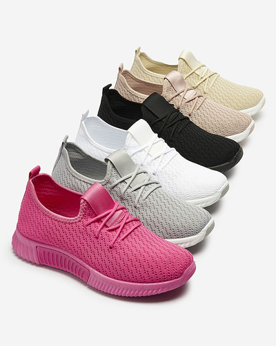 Белая женская спортивная обувь из ткани Vobbu- Footwear