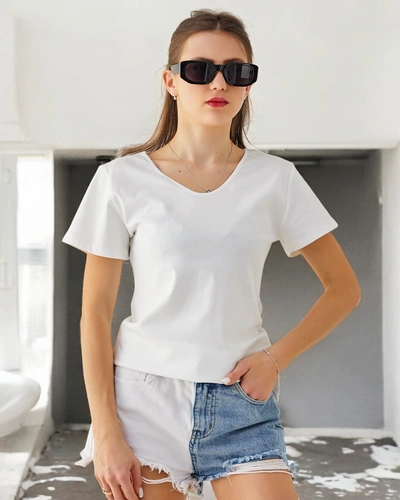 Royalfashion moterų medvilninė marškinėliai su nėriniais nugaros