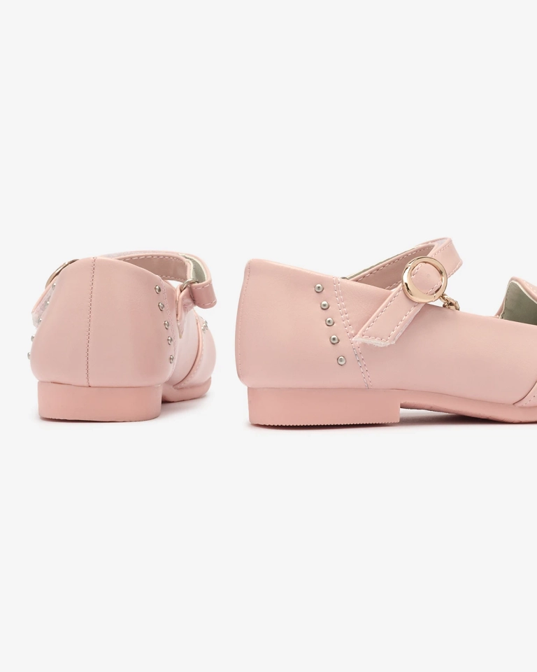 Rožinės spalvos mergaitiškos basutės su akmenukais Praja- Avalynė