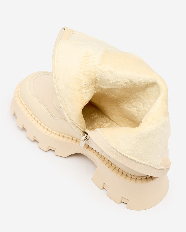 Royalfashion Smėlio spalvos moteriški nėriniuoti Vabasa batai