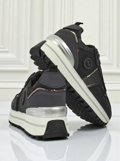 Damskie sneakersy Callista Nero na platformie 4cm, sk\[censored\]ra eko