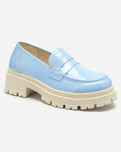 Royalfashion Синие лакированные мокасины для женщин Noppel