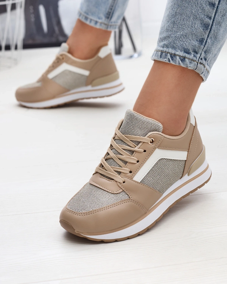 Royalfashion Светло-коричневые женские спортивные туфли с блестками Berilan