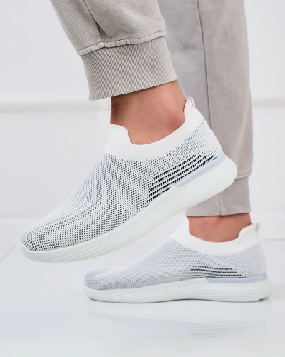 Royalfashion Белые мужские спортивные туфли-слипы Riticas