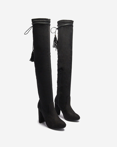 OUTLET Женские сапоги выше колена черного цвета Zetot- Footwear