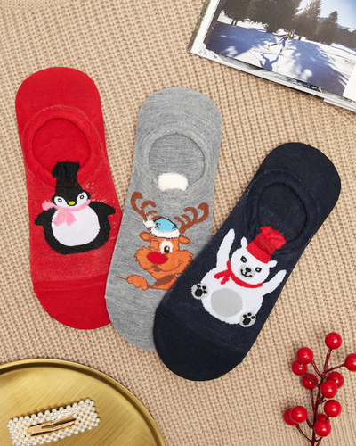 Moteriškos kojinės su kalėdiniu piešiniu 3 vnt. - Apatinis trikotažas
