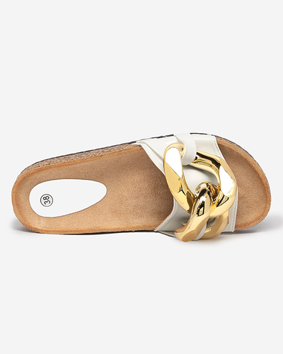 Royalfashion Белые женские шлепанцы с орнаментом Sofig