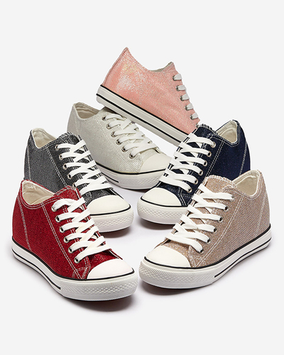 Золотые женские кеды на скрытом якоре с блестящей нитью Seggat- Footwear