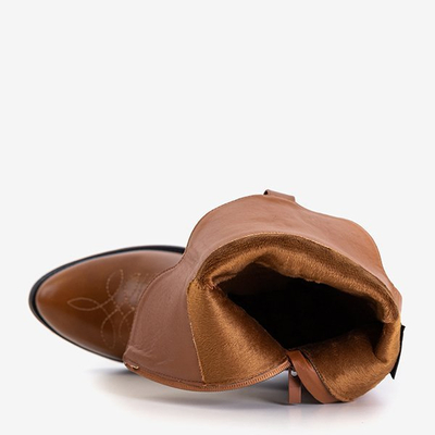 Женские ковбойские сапоги из экокожи верблюжьего цвета Peitra - Обувь