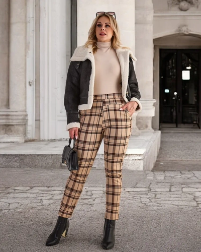 "Royalfashion" Pašiltintos moteriškos tegings kelnės PLUS SIZE