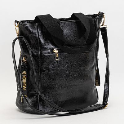 Черная женская большая сумка в золотом цвете