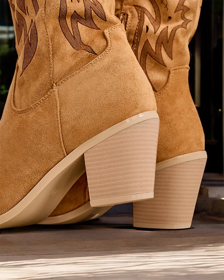 Royalfashion Moteriškos kovbojų batai ant aukšto kulno Holorro