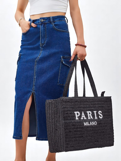 Royalfashion Большая женская соломенная сумка Paris Milano Large