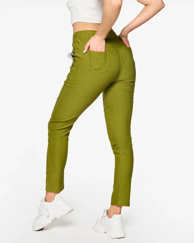 Žalios spalvos tiesios moteriškos kelnės PLUS SIZE- Drabužiai