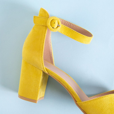 Желтые женские босоножки на высоком каблуке Elite - Shoes