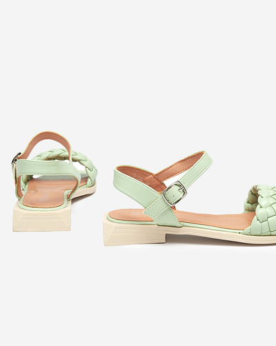 Босоножки женские с плетеным поясом зеленого цвета Опахи- Обувь