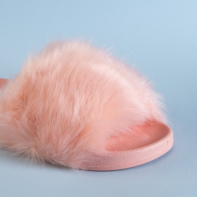Светло-розовые женские шлепанцы с мехом Danita