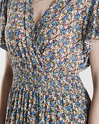 Цветочное женское платье-миди зеленого цвета - Одежда