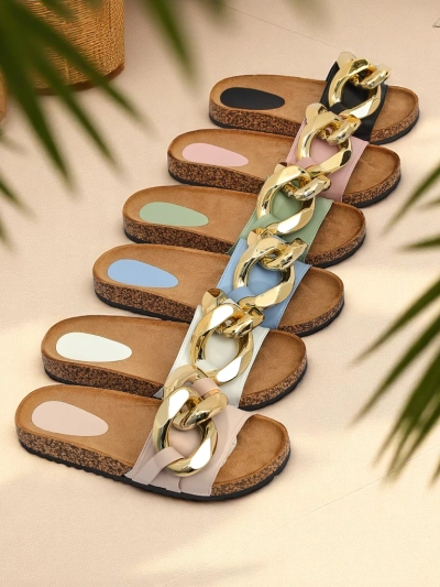 Тапочки женские розовые с украшением Sofig- Footwear