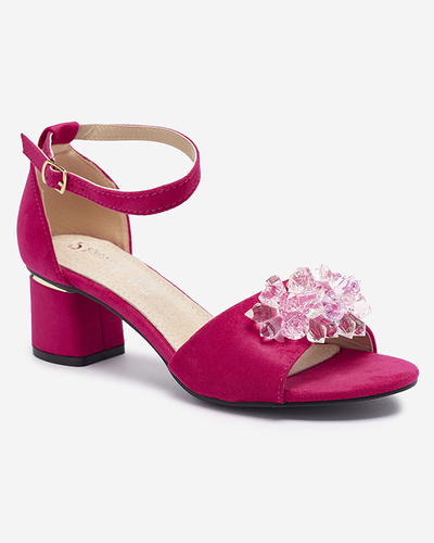 Фуксия женские сандалии на заднике с декоративными кристаллами Cerosso- Footwear