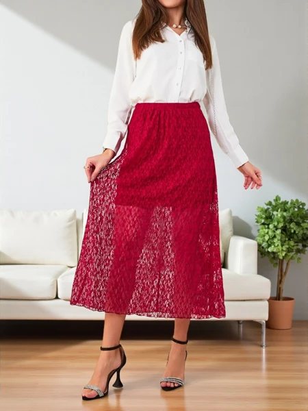 Royalfashion Moteriška vidutinio ilgio sijonas su kaspinu