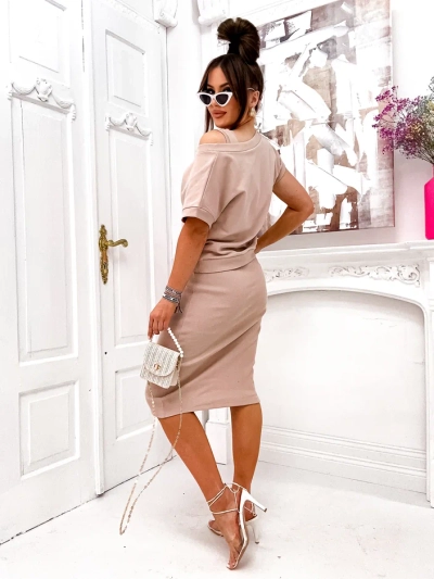 Royalfashion Женский комплект с топом, который открывает, и платьем до колена