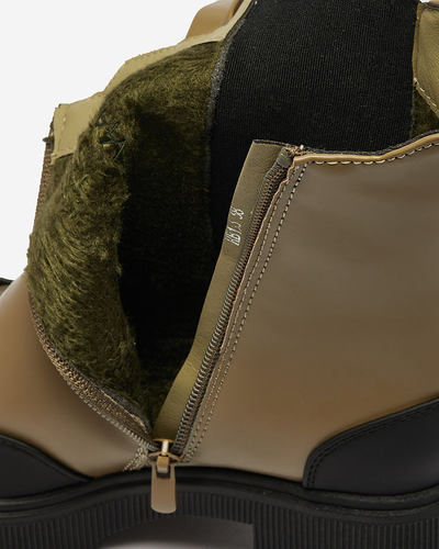 Royalfashion Зелено-черные женские сапоги на шпильке Woylosy